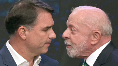 Combinación de fotografías de los dos candidatos presidenciales de Brasil: Flávio Bolsonaro y Lula da Silva, 23 de octubre de 2026.