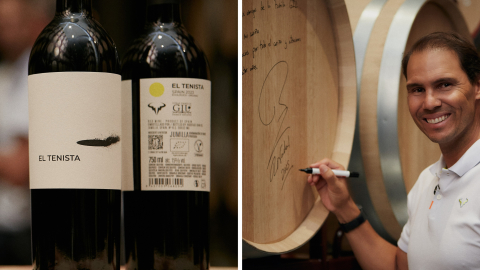 Rafael Nadal firma un barril de vino 'El Tenista'.