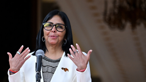 La presidenta interina de Venezuela, Delcy Rodríguez, ofrece una conferencia de prensa el 2 de septiembre de 2026.