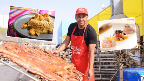 Composición gráfica de la promoción de la feria gastronómica 'Perú, Mucho Gusto', que se desarrollará del 30 de octubre al 1 de noviembre en Lima, Perú.