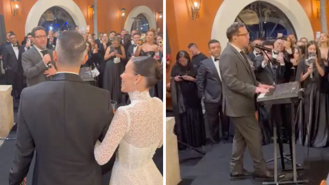 Juan Fernando Velasco cantando en una boda en Colombia, 29 de octubre de 2026.