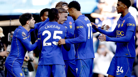 Los jugadores del Chelsea celebran un gol ante el Manchester United, este sábado 31 de octubre, por la Premier League.