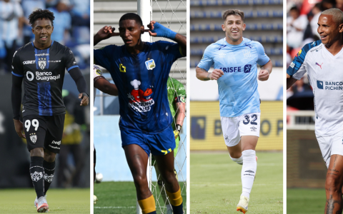 Djorkaeff Reasco, Jefferson Arce, Mauricio Alonso y Deyverson, durante partidos por la LigaPro 2026.