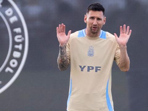 Lionel Messi, durante un entrenamiento con la selección de Argentina, el 5 de junio de 2024.