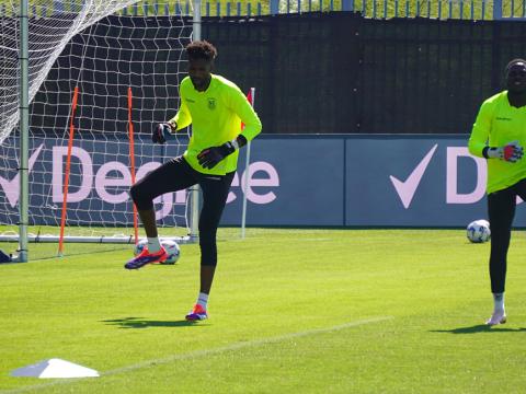 Los arqueros de Ecuador entrenan previo al encuentro, por la Copa América, ante Jamaica el martes 25 de junio de 2024.