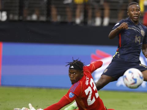 Alan Minda anotó el 3-1 en la victoria de Ecuador ante Jamaica, por Copa América, este 26 de junio de 2024.