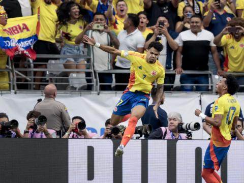 Luis Díaz celebra su gol ante Costa Rica, en Copa América, este 28 de junio de 2024.