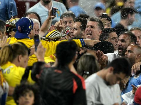 Luego del partido de semifinal entre Colombia y Uruguay hubo varios enfrentamientos en las gradas que hasta involucraron a jugadores 'charrúas'.