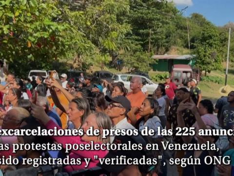 Unas 131 excarcelaciones de presos por las protestas poselectorales en Venezuela han sido registradas y "verificadas" hasta el domingo por la ONG Foro Penal, que lidera la defensa de "presos políticos" en el país.