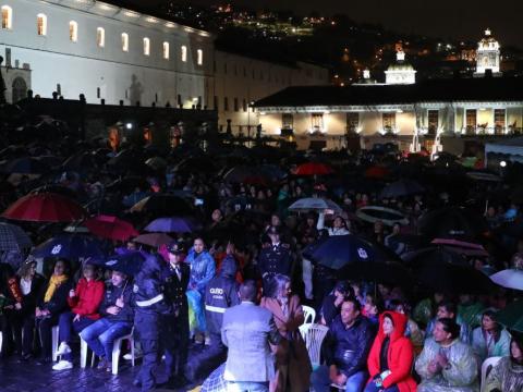 Acto del pregón de Fiestas de Quito en San Francisco del 26 de noviembre de 2023.