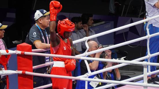 María José Palacios, durante el boxeo en los Juegos Olímpicos de París, el 27 de julio de 2024.