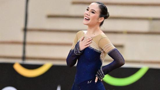 La patinadora Samia Alava, durante una competencia en Brasil, el 14 de abril de 2024.