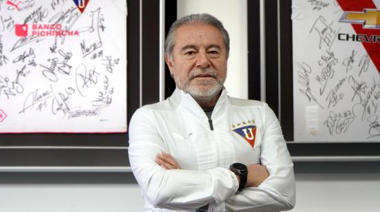 Isaac Álvarez, presidente de Liga de Quito, durante una entrevista con PRIMICIAS, el 11 de diciembre de 2024.