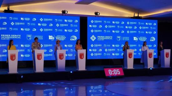 Imagen referencial del primer debate entre candidatas a la Vicepresidencia de la República, que se realizó el 12 de enero de 2025, en Guayaquil.