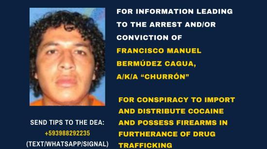 Cartel difundido por el Departamento de Estado de Estados Unidos para la búsqueda de alias 'Churrón'.