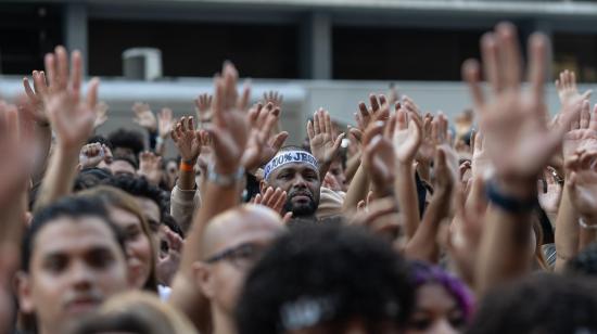 Cristianos del grupo Ekballo se reúnen en la avenida Paulista el 11 de octubre de 2026, durante una manifestación en contra del uso político de la iglesia y la palabra de Jesús, en Sao Paulo (Brasil).