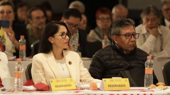 La excandidata presidencial del correísmo, Luisa González, en una conferencia política en México, el 8 de octubre de 2026.