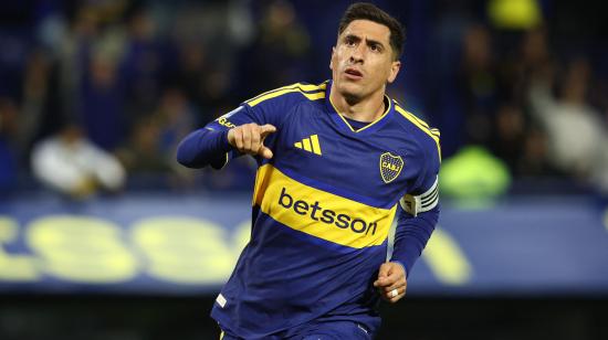 Miguel Merentiel, delantero de Boca Juniors, festeja un gol en La Bombonera el 16 de octubre de 2026.