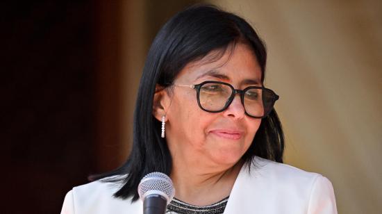 La presidenta interina de Venezuela, Delcy Rodríguez, ofrece una conferencia de prensa tras la firma de un acuerdo petrolero con Estados Unidos, 2 de septiembre de 2026.