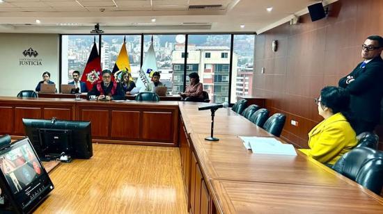 El presidente de la Corte Nacional de Justicia, Marco Rodríguez, durante la instalación de una audiencia el 12 de octubre de 2026.