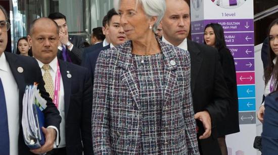 Christine Lagarde, directora del FMI, a su llegada al Foro Económico de Kazajistán. 