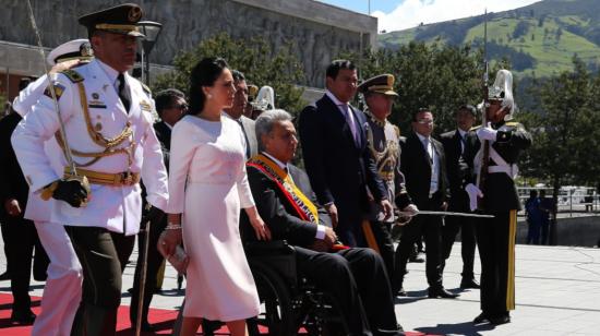 El presidente Lenín Moreno, a su salida del Informe a la Nación, este 24 de mayo del 2019.