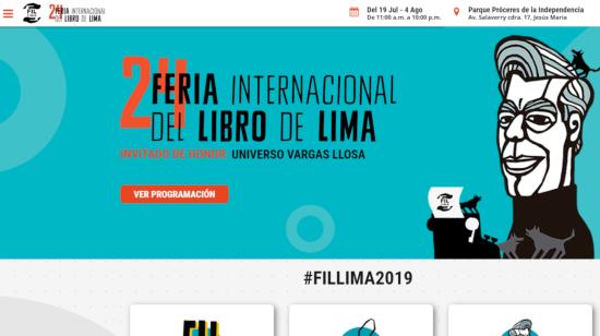 Imagen del home de la web de la FIL de Lima.