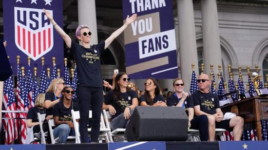 Megan Rapinoe, capitana del equipo estaounidense de fútbol, durante la celebración del título del Mundial de Francia 2019, en Nueva York.