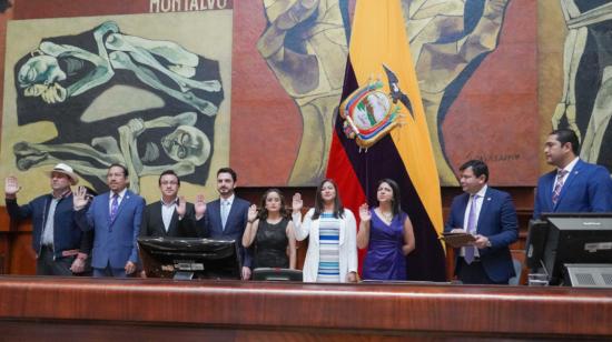 Los consejeros suplentes del CPCCS, en su posesión en la Asamblea Nacional, el 13 de junio del 2019.