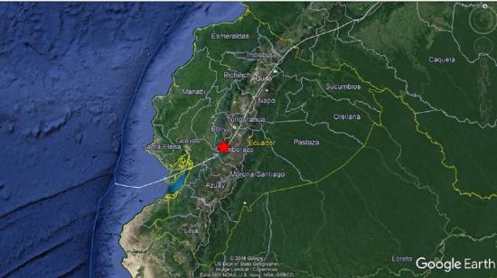 Imagen de ubicación del temblor ocurrido en Chimborazo este miércoles 31 de julio. 