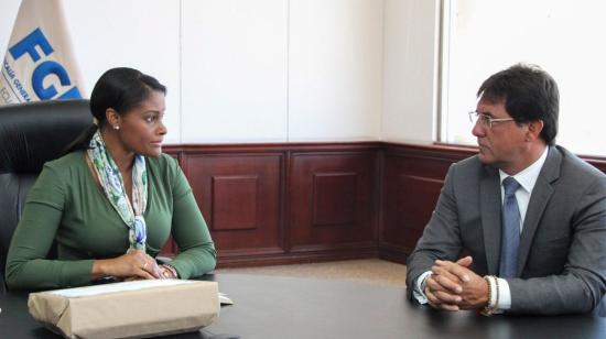 La fiscal general Diana Salazar recibió al Prefecto del Guayas, Carlos Luis Morales la mañana de este 2 de septiembre. 