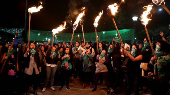 Manifestantes protestan  contra la negativa a la despenalización del aborto para víctimas de violación, casos de incesto, estupro o inseminación no consentida. 18 de septiembre de 2019.