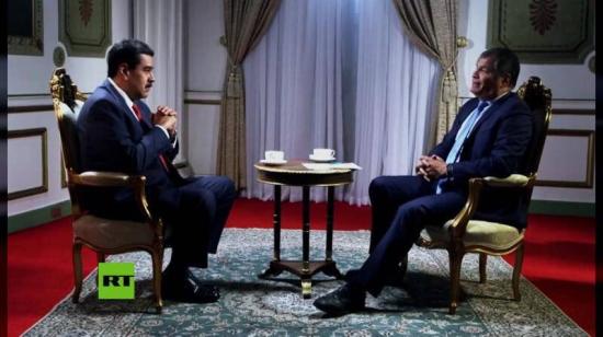Correa, ahora convertido en anchor de televisión, entrevistó a Nicolás Maduro el pasado 19 de septiembre para la cadena RT. 