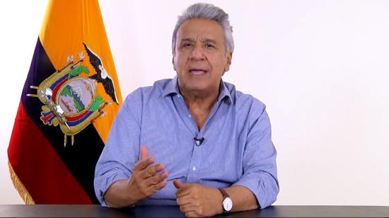 El presidente Lenín Moreno durante la cadena nacional ofrecida la tarde de este viernes 11 de octubre de 2019.