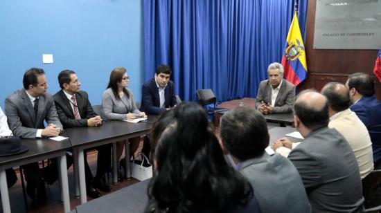 El presidente Lenín Moreno se reunió el 16 de octubre de 2019 con representantes de la Central Unitaria de los Trabajadores.