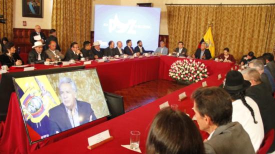 El presidente Lenín Moreno mantuvo una nueva cita de diálogo con organizaciones sociales, el 31 de octubre de 2019.