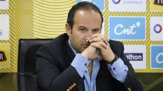 Francisco Egas, presidente de la Federación Ecuatoriana de Fútbol (FEF), en una rueda de prensa en la Casa de la Selección, el 7 de noviembre de 2019.