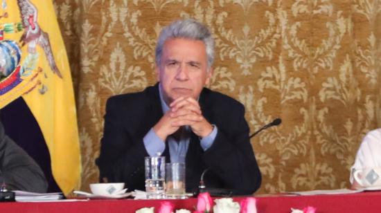 El presidente Lenín Moreno en uno de los eventos de la Mesa de Diálogo Nacional, en Carondelet, el 31 de octubre del 2019.