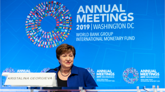 La directora-gerente del Fondo Monetario Internacional (FMI), Kristalina Georgieva, durante un foro.