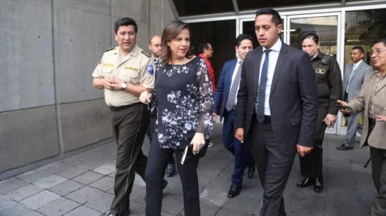 La ministra María Paula Romo después de dar detalles del operativo, el 21 de noviembre.