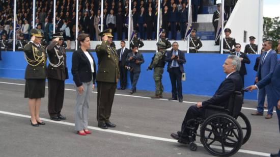 El presidente Lenín Moreno, durante la ceremonia de ascenso de oficiales de policía, el 28 de noviembre de 2019.