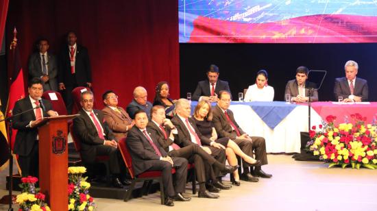 El alcalde Jorgue Yunda durante su discurso en la Sesión Solemne de 2019.