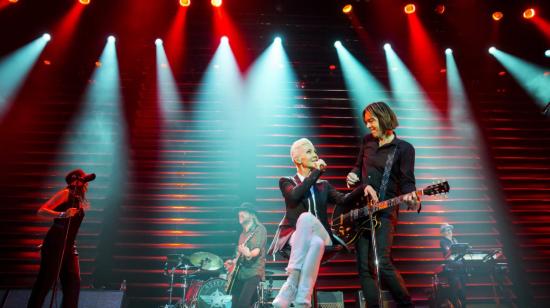 Marie Fredriksson y Per Gessle, Roxette, en un concierto de la banda en 2015, en Budapest.