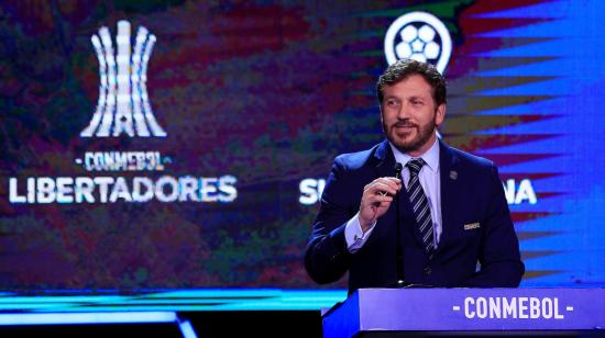 El presidente de Conmebol, Alejandro Domínguez, durante el sorteo de la Copa Libertadores y Sudamericana, en 2019.