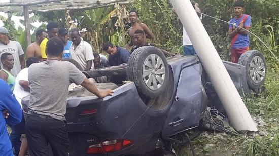 Así quedó el auto de Édison Realpe, después del accidente de tránsito. 