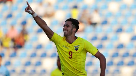 El jugador Leonardo Campana celebra un gol con la Selección Sub 20 en el Sudamericano de Chile. 