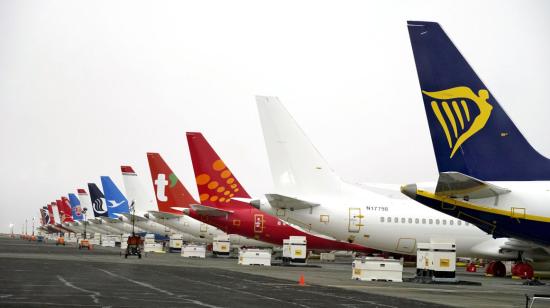 Filas de unidades de Boeing 737 MAX que no han sido entregados a las aerolíneas.