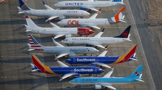 Una foto aérea de varios aviones Boeing 737 MAX en el aeropuerto internacional de Grant County en Moses Lake, Washington, e. 16 de septiembre de 2019.