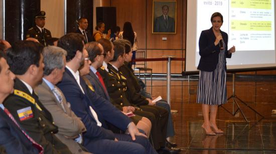 La ministra del Gobierno, María Paula Romo, presentó los argumentos de defensa en el juicio político en su contra, el 2 de diciembre de 2019.