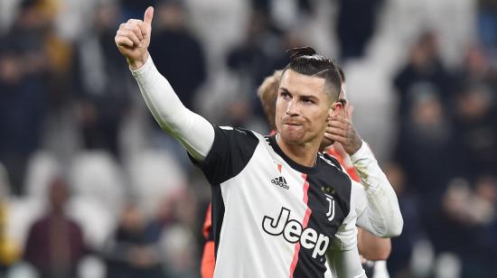 El jugador de la Juventus, Cristiano Ronaldo, tras celebrar una anotación con su club.